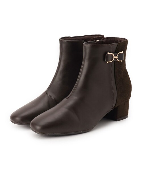 grove（グローブ）の「【人間工学/優しい履き心地】メタルビットショートブーツ（ブーツ・レディース・ブラック/ダークブラウン系/ベージュ系・M/L/S）」の3枚目の写真