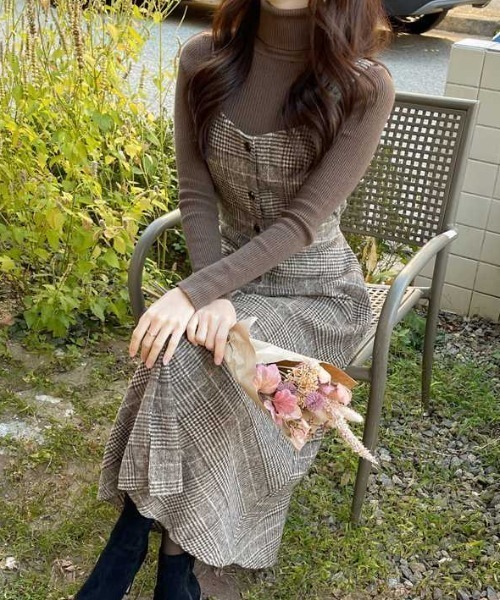 cammie(キャミー)の「バックリボンフロントボタンチェックワンピース(ワンピース・レディース・ブラック/ブラウン・L/M)」の4枚目の写真