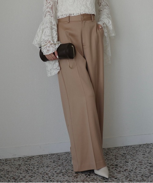 セール】グロスウールワイドパンツ（スラックス）｜anuans（ア