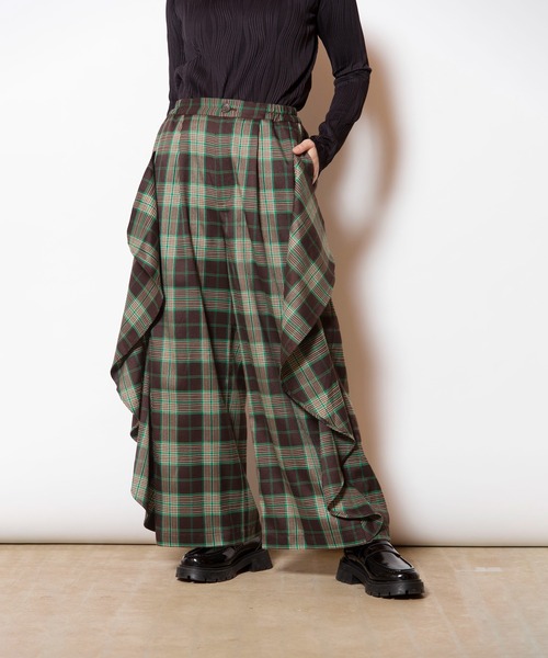 OSMOSIS（オズモーシス）の「チェックカスケードパンツ（その他パンツ・レディース・ブルー/グリーン/ブラック・ONE SIZE）」の4枚目の写真