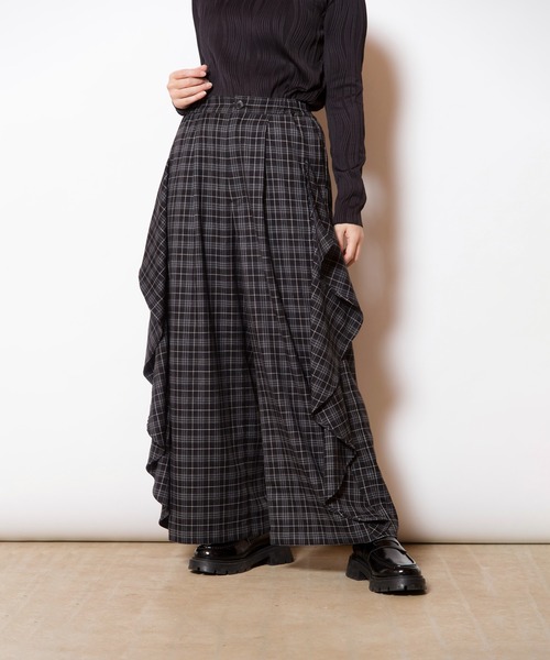 OSMOSIS（オズモーシス）の「チェックカスケードパンツ（その他パンツ・レディース・ブルー/グリーン/ブラック・ONE SIZE）」の8枚目の写真