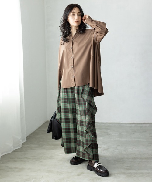 OSMOSIS（オズモーシス）の「チェックカスケードパンツ（その他パンツ・レディース・ブルー/グリーン/ブラック・ONE SIZE）」の9枚目の写真