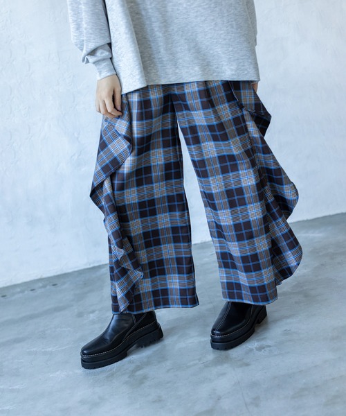 OSMOSIS（オズモーシス）の「チェックカスケードパンツ（その他パンツ・レディース・ブルー/グリーン/ブラック・ONE SIZE）」の15枚目の写真