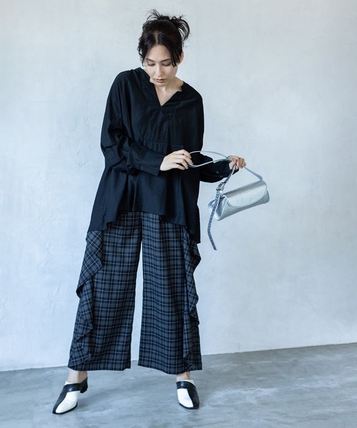 OSMOSIS（オズモーシス）の「チェックカスケードパンツ（その他パンツ・レディース・ブルー/グリーン/ブラック・ONE SIZE）」の19枚目の写真