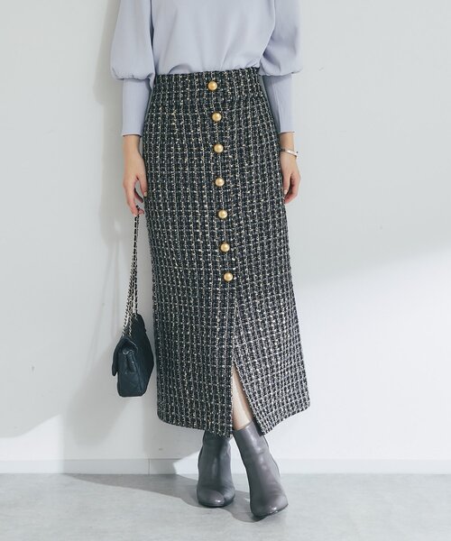 ⭐︎お値下げ⭐︎購入時から半額✨【お上品で美人見え】ツイードナローロングスカート お上品で美人見え】ファンシーツイードナローロングスカート