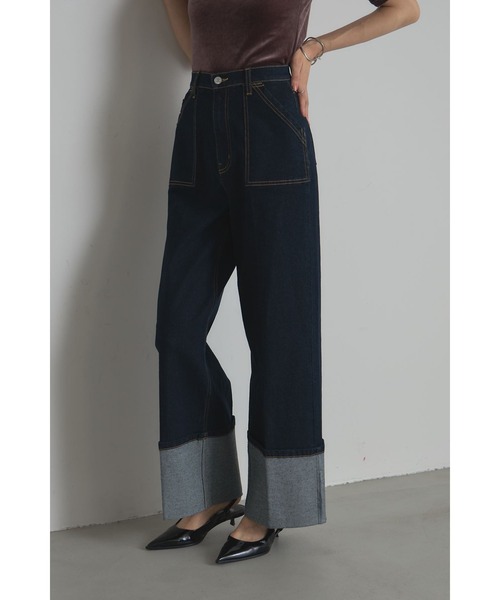 &. NOSTALGIA(アンドドットノスタルジア)の「ロールアップデニム(デニムパンツ・レディース・インディゴブルー/ライトブルー・S/M)」の2枚目の写真