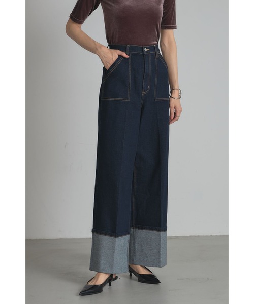 &. NOSTALGIA(アンドドットノスタルジア)の「ロールアップデニム(デニムパンツ・レディース・インディゴブルー/ライトブルー・S/M)」の4枚目の写真