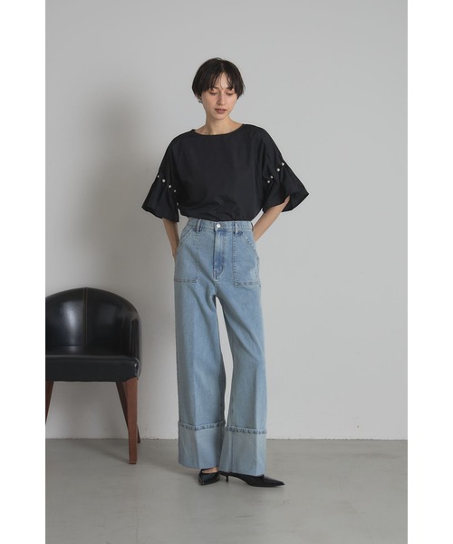 &. NOSTALGIA(アンドドットノスタルジア)の「ロールアップデニム(デニムパンツ・レディース・インディゴブルー/ライトブルー・S/M)」の11枚目の写真