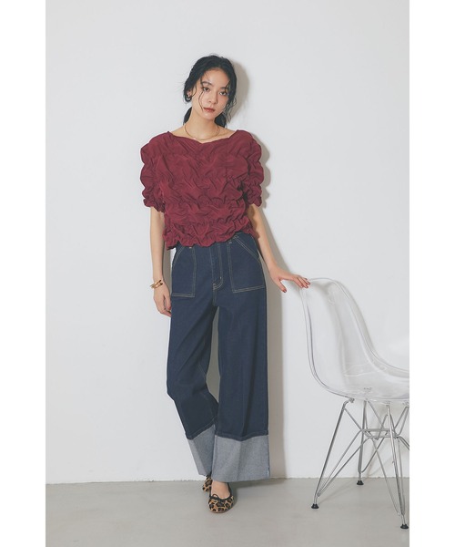 &. NOSTALGIA(アンドドットノスタルジア)の「ロールアップデニム(デニムパンツ・レディース・インディゴブルー/ライトブルー・S/M)」の3枚目の写真