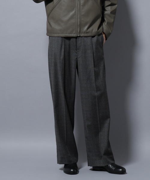 セール】DELEGANTEエアリーサキソニー/CHK/ST ストレートFITパンツ