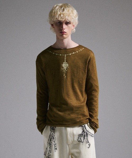 GRANCY】Print Design Sheer Knit / プリントデザインシアーニット GRANCY】Print Design Sheer Knit / プリントデザインシアーニット