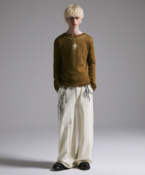 GRANCY】Print Design Sheer Knit / プリントデザインシアーニット