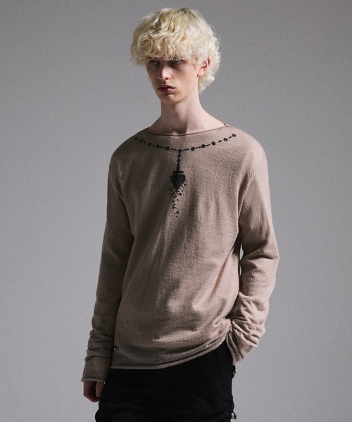 GRANCY】Print Design Sheer Knit / プリントデザインシアーニット