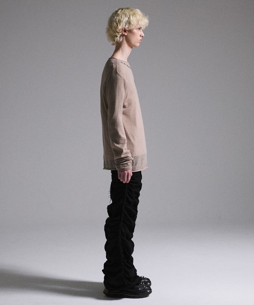 【GRANCY】 Print Design Sheer Knit Sサイズ GRANCY】Print Design Sheer Knit / プリントデザインシアーニット