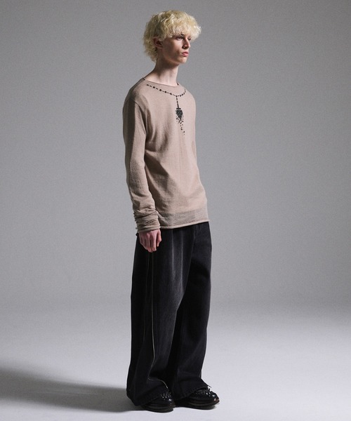 GRANCY】Print Design Sheer Knit / プリントデザインシアーニット