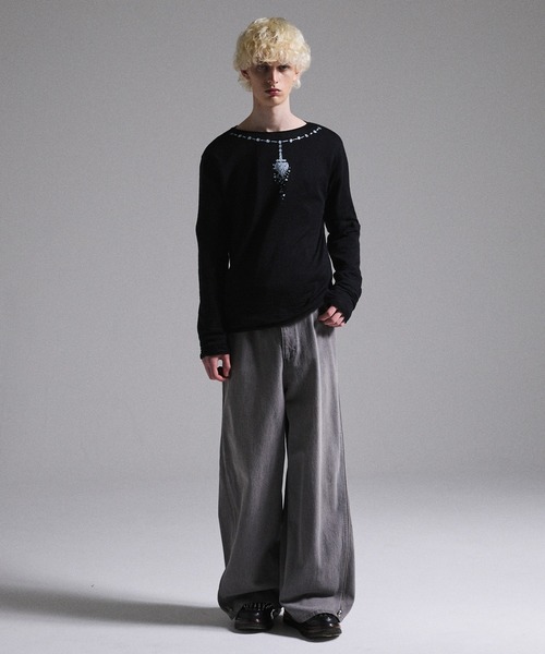 プリントデザインシアーニット　GRANCY GRANCY】Print Design Sheer Knit / プリントデザインシアーニット