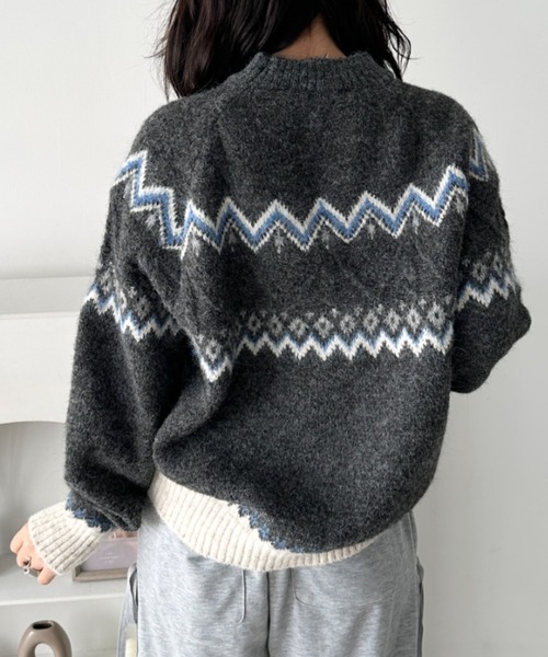 CLEA（クレア）の「ノルディックニットトップス（ニット/セーター・レディース・ベージュ/グレー/アイボリー/ブラック・FREE）」の14枚目の写真