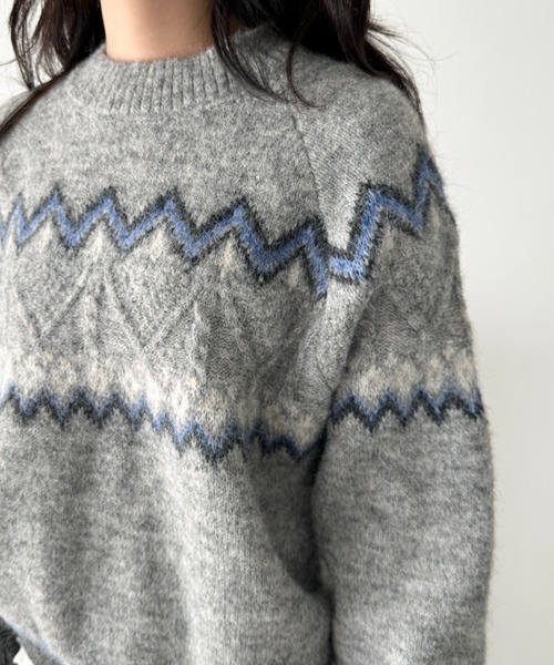 CLEA（クレア）の「ノルディックニットトップス（ニット/セーター・レディース・ベージュ/グレー/アイボリー/ブラック・FREE）」の19枚目の写真