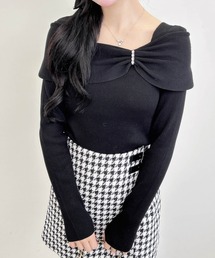 INGNI | オフショルリボンビジューパーツリブニット(ニット/セーター)