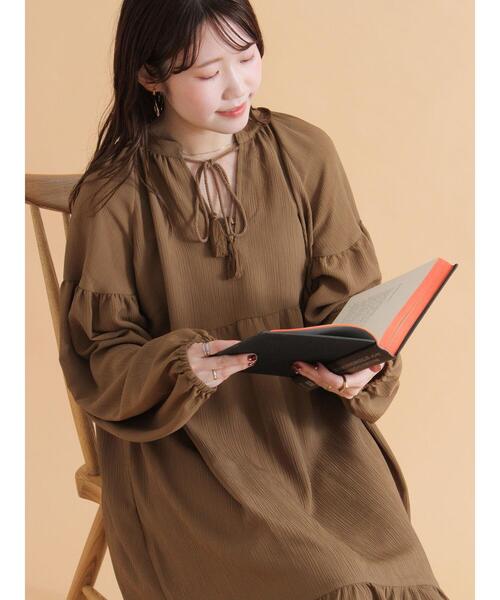 ehka sopo(エヘカソポ)の「ティアードワンピース(ワンピース・レディース・ブラック/ブラウン/キナリ・F)」の3枚目の写真