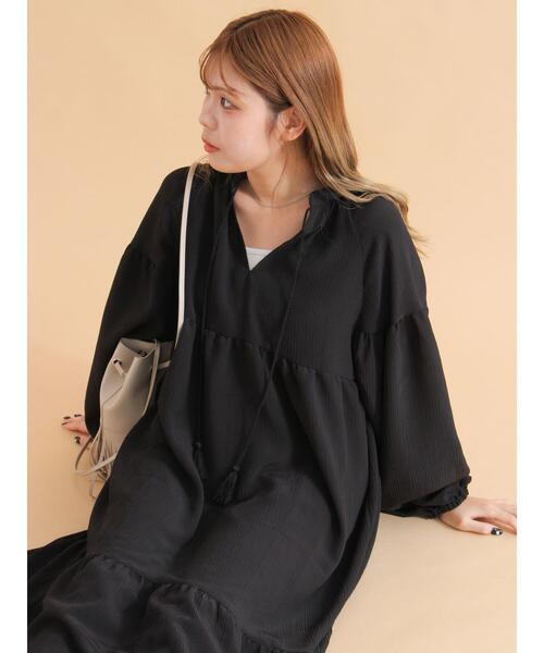 ehka sopo(エヘカソポ)の「ティアードワンピース(ワンピース・レディース・ブラック/ブラウン/キナリ・F)」の22枚目の写真