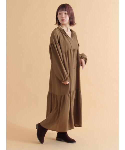 ehka sopo(エヘカソポ)の「ティアードワンピース(ワンピース・レディース・ブラック/ブラウン/キナリ・F)」の16枚目の写真