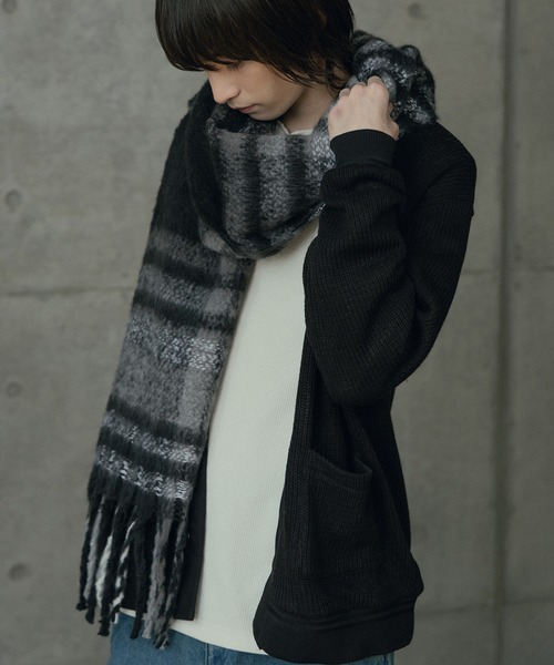 RATTLE TRAP（ラトルトラップ）の「モヘアライクマフラー（マフラー・メンズ・ブラック系その他/ブラック/カーキ/グリーン/ボルドー・7）」の2枚目の写真