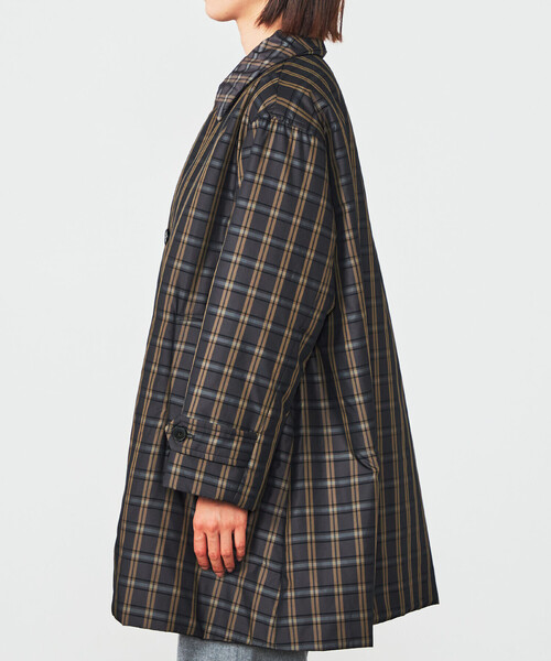 LE GLAZIK | ツイルチェック ショートコート WOMEN（ステンカラー