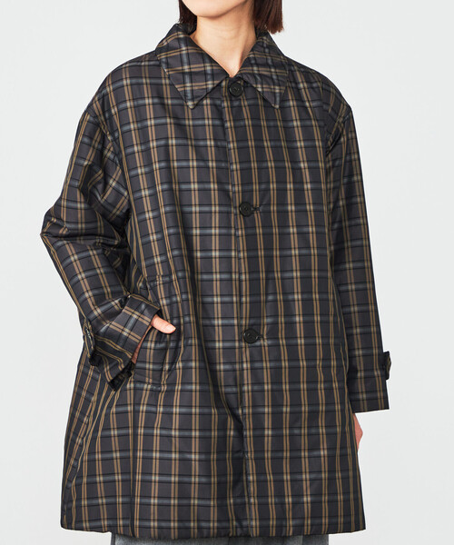 LE GLAZIK（ルグラジック）の「LE GLAZIK | ツイルチェック ショートコート WOMEN（ステンカラーコート・レディース・ベージュ系その他/グレー系その他・36）」の6枚目の写真