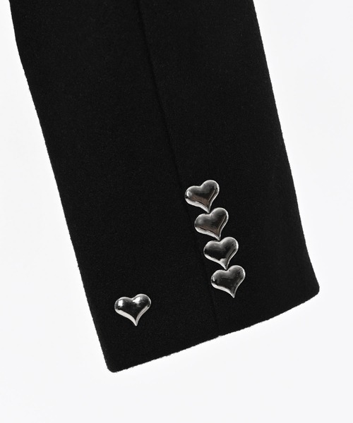 Narcissus(ナルシス)の「ハートツイードジャケット/メタルハート/ショートジャケット/韓国(ノーカラージャケット・レディース・ブラック・FREE)」の12枚目の写真