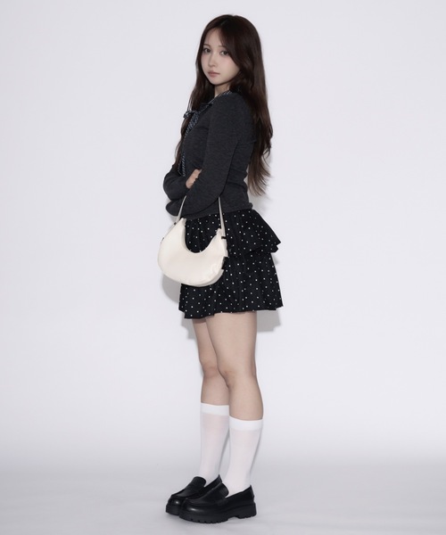 tinkerend(ティンカーエンド)の「Dot Tiered Mini Skirt / ドットティアードミニスカート(スカート・レディース・ブラック・FREE)」の9枚目の写真