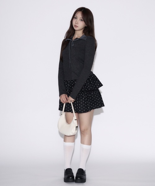 tinkerend(ティンカーエンド)の「Dot Tiered Mini Skirt / ドットティアードミニスカート(スカート・レディース・ブラック・FREE)」の8枚目の写真