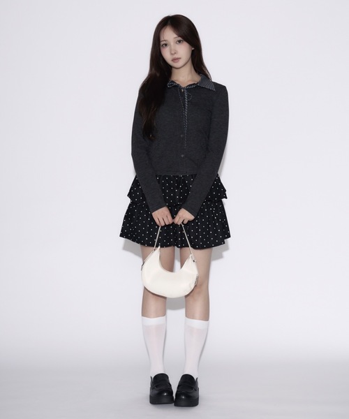 tinkerend(ティンカーエンド)の「Dot Tiered Mini Skirt / ドットティアードミニスカート(スカート・レディース・ブラック・FREE)」の7枚目の写真