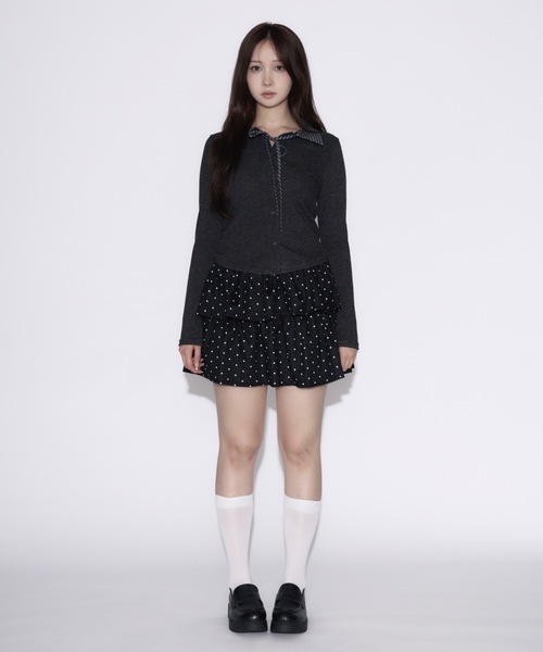 tinkerend(ティンカーエンド)の「Dot Tiered Mini Skirt / ドットティアードミニスカート(スカート・レディース・ブラック・FREE)」の6枚目の写真