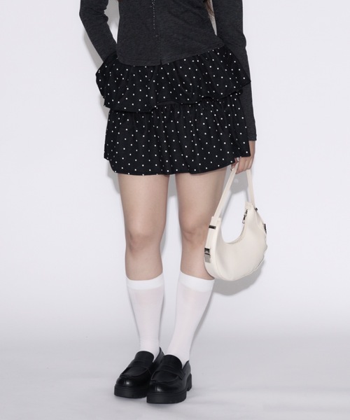 tinkerend(ティンカーエンド)の「Dot Tiered Mini Skirt / ドットティアードミニスカート(スカート・レディース・ブラック・FREE)」の21枚目の写真