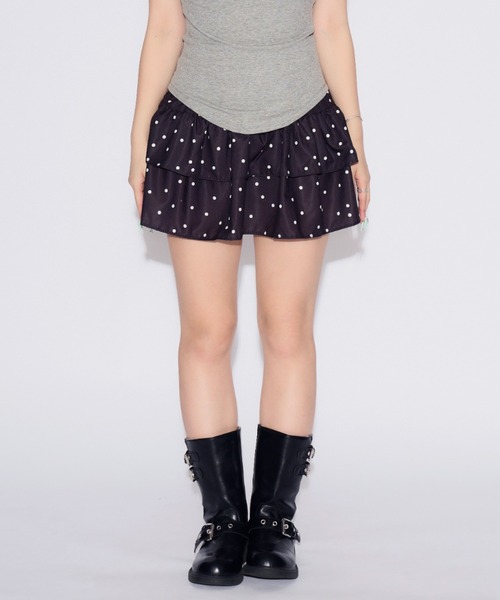 tinkerend(ティンカーエンド)の「Dot Tiered Mini Skirt / ドットティアードミニスカート(スカート・レディース・ブラック・FREE)」の12枚目の写真