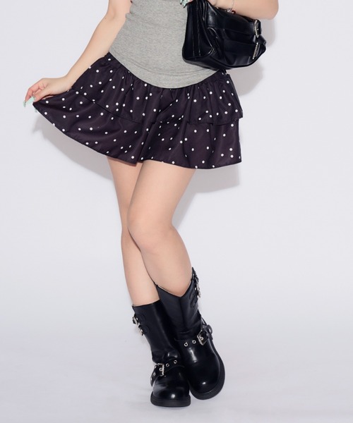 tinkerend(ティンカーエンド)の「Dot Tiered Mini Skirt / ドットティアードミニスカート(スカート・レディース・ブラック・FREE)」の13枚目の写真