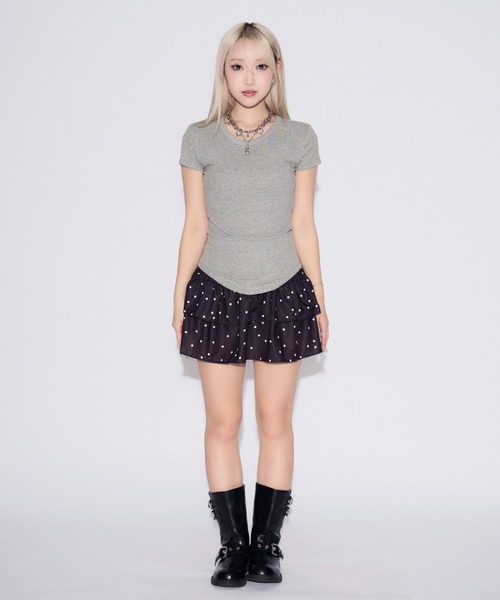 tinkerend(ティンカーエンド)の「Dot Tiered Mini Skirt / ドットティアードミニスカート(スカート・レディース・ブラック・FREE)」の17枚目の写真
