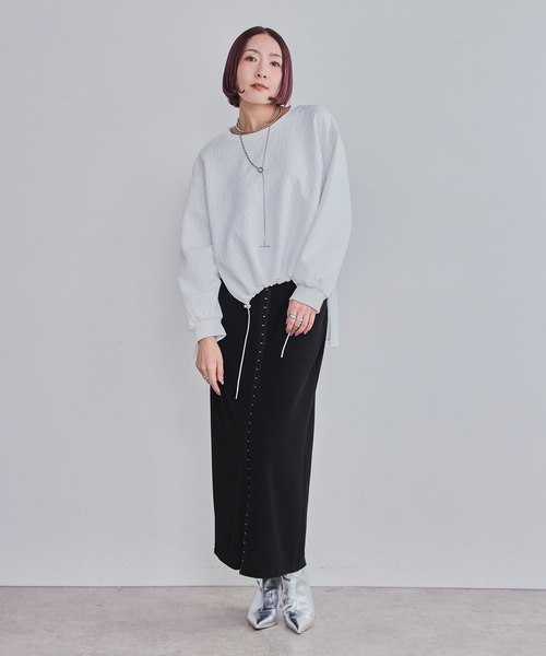 LHELBIE(レルビエ)の「ジャガードドッキングトップス(その他トップス・レディース・オフホワイト/ブラック・M)」の4枚目の写真