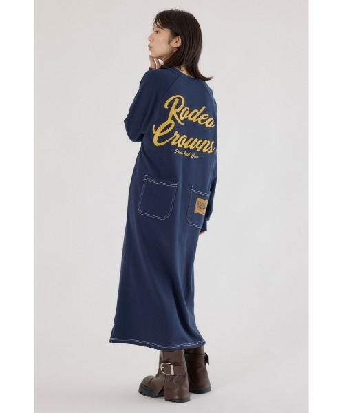 RODEO CROWNS WIDE BOWL(ロデオクラウンズワイドボウル)の「ラグランカラーステッチワンピース(ワンピース・レディース・ブラック/ネイビー/杢グレー/オフホワイト・FREE)」の6枚目の写真