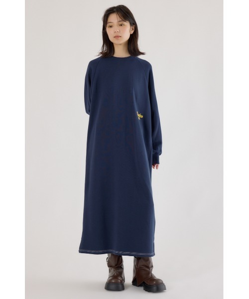 RODEO CROWNS WIDE BOWL(ロデオクラウンズワイドボウル)の「ラグランカラーステッチワンピース(ワンピース・レディース・ブラック/ネイビー/杢グレー/オフホワイト・FREE)」の7枚目の写真