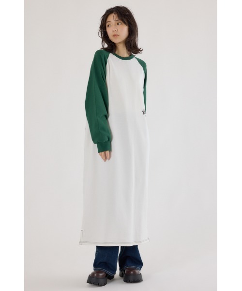 RODEO CROWNS WIDE BOWL(ロデオクラウンズワイドボウル)の「ラグランカラーステッチワンピース(ワンピース・レディース・ブラック/ネイビー/杢グレー/オフホワイト・FREE)」の10枚目の写真