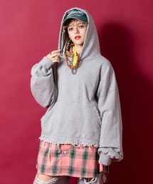 a.p.o.v.（エーピーオービー）の「a.p.o.v. クロップド丈スーパーダメージヘムスウェットプルオーバーパーカー（パーカー）」