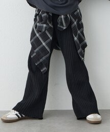 【KIDS】【ジュニアサイズあり】【楽ちん・ウォッシャブル】リブニット微フレアパンツ