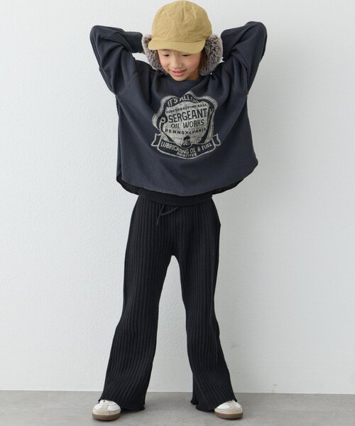 CIAOPANIC TYPY（チャオパニックティピー）の「【KIDS】【ジュニアサイズあり】【楽ちん・ウォッシャブル】リブニット微フレアパンツ（その他パンツ・キッズ・ブラック/ブラウン・X-LARGE/LARGE/MEDIUM/SMALL/XX-LARGE）」の14枚目の写真