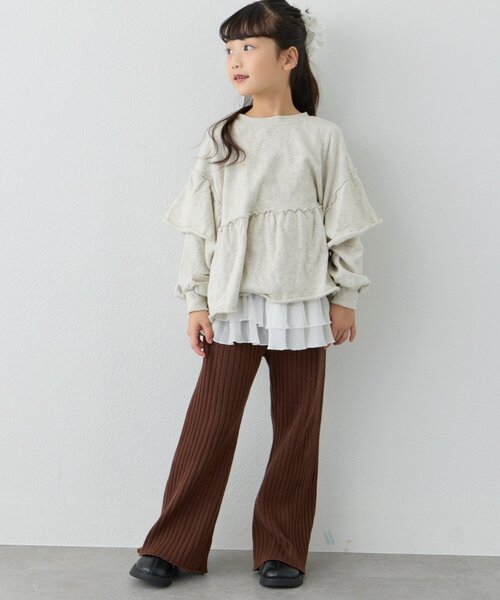 CIAOPANIC TYPY（チャオパニックティピー）の「【KIDS】【ジュニアサイズあり】【楽ちん・ウォッシャブル】リブニット微フレアパンツ（その他パンツ・キッズ・ブラック/ブラウン・X-LARGE/LARGE/MEDIUM/SMALL/XX-LARGE）」の16枚目の写真