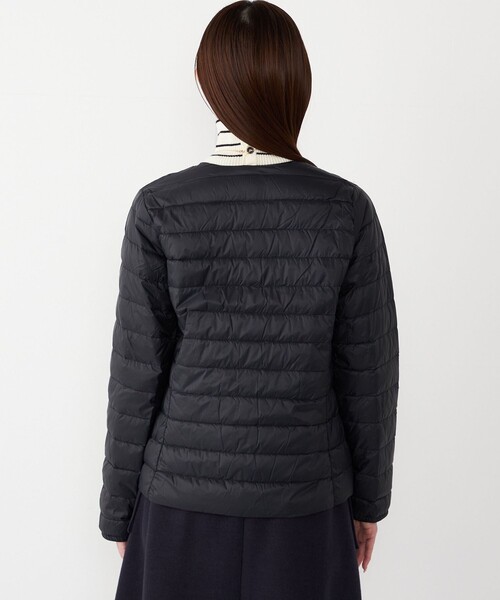 ノーカラーライトダウン ジャケット ブラック　2way SHIPS Colors:〈洗濯機可能・撥水〉ノーカラー ライト ダウン