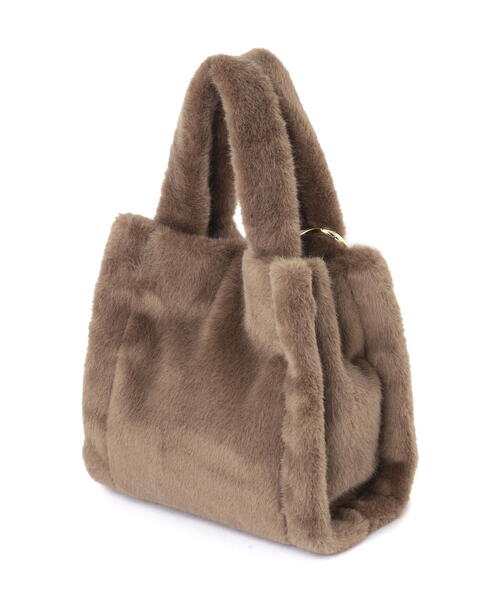 EDIT COLOGNE（エディットコロン）の「フェイクファーハートカラビナ付きトートバッグ（トートバッグ・レディース・ベージュ/ブラウン/ホワイト系その他・ﾌﾘ-）」の4枚目の写真