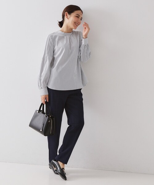 OPAQUE.CLIP（オペークドットクリップ）の「≪通勤・セレモニーセットアップ対応≫ テーパードパンツダブルクロス【洗濯機OK】（その他パンツ・レディース・ネイビー/ライトベージュ/ブラック・36/34/42/40/38）」の13枚目の写真