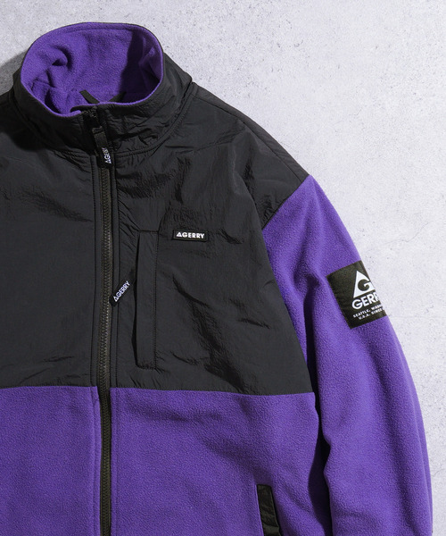 ZIP FIVE（ジップファイブ）の「GERRY ドローコード内蔵 フリースナイロン 切替ジャケット（ナイロンジャケット・メンズ・パープル/ブラック/ブルー/アイボリー・MEDIUM/LARGE/X-LARGE）」の4枚目の写真